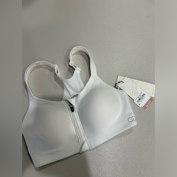 Calia Women’s 32C Go All Out Zip Front Sports Bra White High Impact NWT - Picture 1 of 6